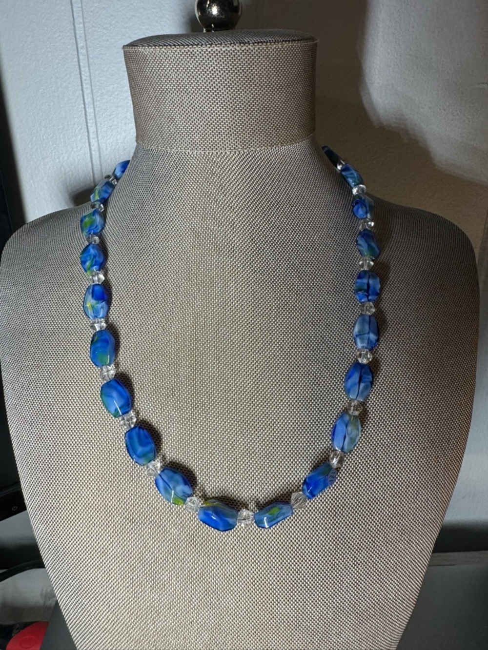 Blue Glass Bead Necklace - Elegant Women’s Jewelry